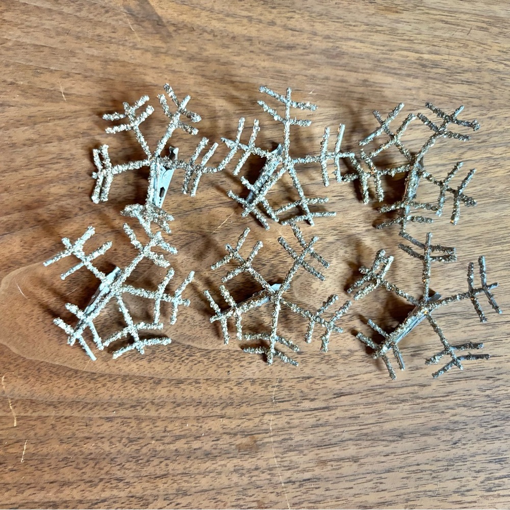 Silver Snowflake Christmas Tree Clip on Ornaments Set of 6